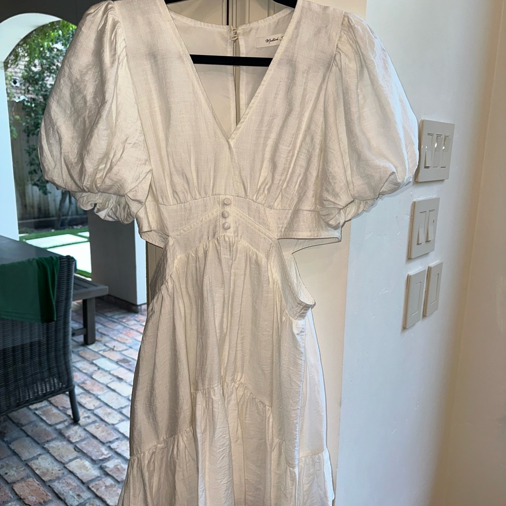 Mustard Seed Cream Puff Sleeve Sundress for Wedding Guest